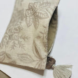 Boho black linen makeup bag, Small travel bag, Large linen Pouch with Tassel, Bridesmaid gift, Birthday Gift, Holiday Gift for Mom