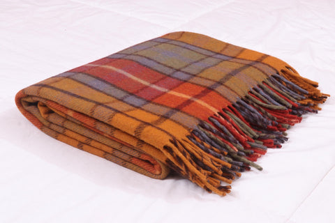 Tartan plaid blanket,  Wool blanket, Recycled wool blanket size 60x70"