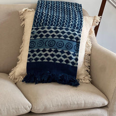 Indigo Blue Sofa Throw, Handmade Blanket, Oversize Throw Blanket,  Cotton Bedspread, Housewarming gift