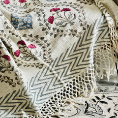 Designer blanket Red Floral Cotton bed Throw Blanket Couch Handmade Throw Home Decor Sofa throw Hand Loomed Unique Handmade gift