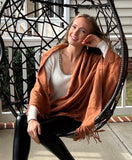 Cozy Knitted Blanket For Couch, Rust/Burnt Orange Throw Blanket With Tassels, Lap Blanket, New Home Gift