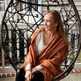 Cozy Knitted Blanket For Couch, Rust/Burnt Orange Throw Blanket With Tassels, Lap Blanket, New Home Gift