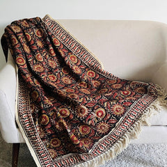 Floral throw blanket Hand block printed throw blanket Cotton throw blanket couch Sofa/bed throw for home decor and bedroom Housewarming gift