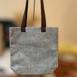 Linen tote bag for knitting & Crochet Project Tote Bag with leather straps, Gift for mom