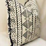 Abstract Pattern, Throw Pillow, African White Mud Cloth Pillow Case, 18 x 18 Inches for Sofa, Boho Decor, New Home Gift