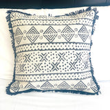 Abstract Pattern, Throw Pillow, African White Mud Cloth Pillow Case, 18 x 18 Inches for Sofa, Boho Decor, New Home Gift