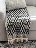 Black floral throw blanket couch handmade throw, Home Inspiration, Sofa/bed throw,Hand Loomed Throw, Unique Handmade gift