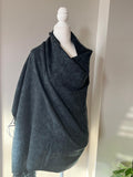 Black and Beige Wool Blanket Scarf, Extra Large Shawl, Travel Wrap Wool Soft Meditation Blanket Oversized Shawl HandMade Nepal