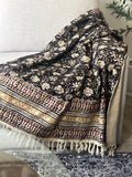 Block print throw cotton throw floral throw designer throw blanket spring throw handmade throw Unique handmade gift for her Mothers day gift