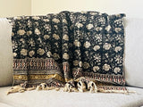 Block print throw cotton throw floral throw designer throw blanket spring throw handmade throw Unique handmade gift for her Mothers day gift