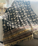 Block print throw cotton throw floral throw designer throw blanket spring throw handmade throw Unique handmade gift for her Mothers day gift