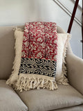 Gift Red throw blanket, Boho home decor, Woven throw blanket couch, Cotton Sofa/Bed  throw Blanket, Unique Handmade gift for mom