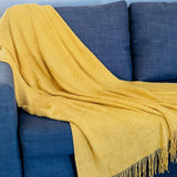 Knitted blanket with tassels, Nordic blanket, Large throw blanket for couch, Fringe throw blanket, size 60x90 inches, Gift for mom