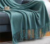 Knitted blanket with tassels, Nordic blanket, Large throw blanket for couch, Fringe throw blanket, size 60x90 inches, Gift for mom