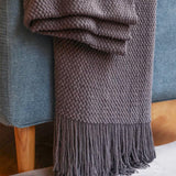 Knitted blanket with tassels, Nordic blanket, Large throw blanket for couch, Fringe throw blanket, size 60x90 inches, Gift for mom