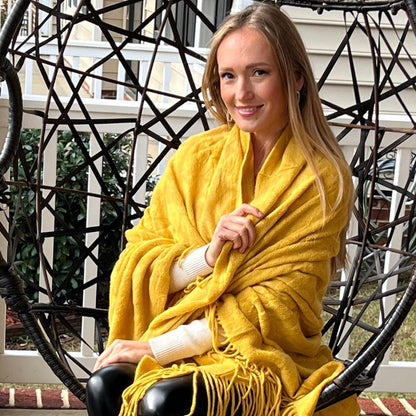 Boho Mustard Yellow Throw Blanket: Chevron Sofa Accent, Birthday Gift