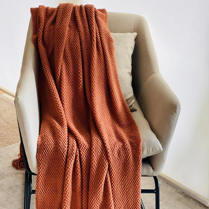 Chunky Knit Throw Blanket: Rust Orange Boho Decor