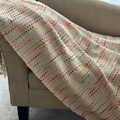 Handwoven Cotton Boho Throw Blanket with Tassels