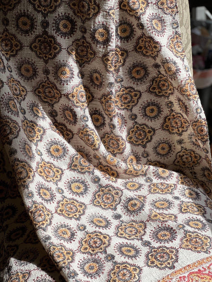 Handmade Pink Block Print Cotton Throw Blanket with Tassels