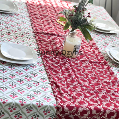 Holly And Berry Christmas Rectangle tablecloth, Holiday table Scape, Holiday Decor gift