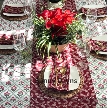 Holly And Berry Christmas Rectangle tablecloth, Holiday table Scape, Holiday Decor gift
