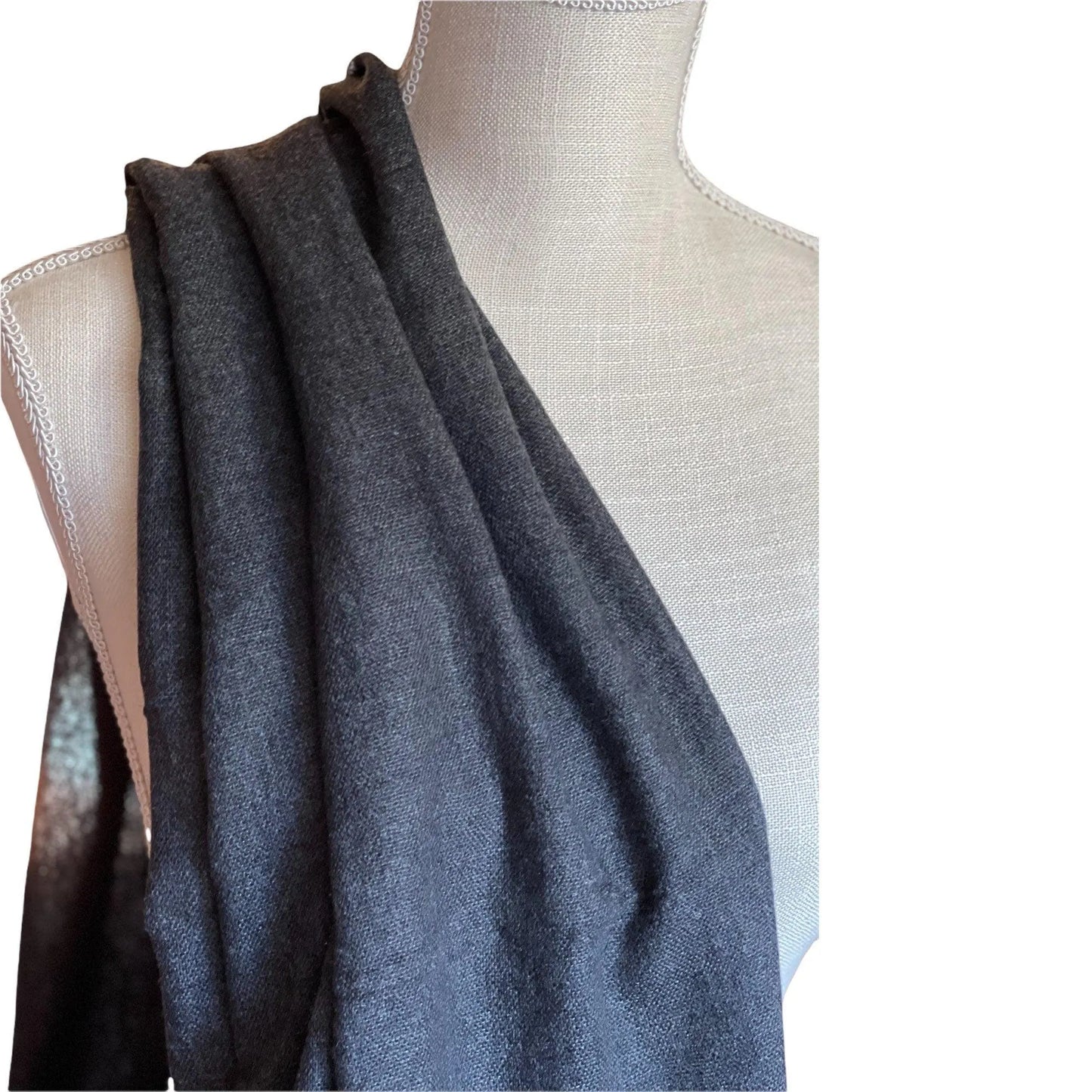 Handmade Himalayan Cashmere Scarf, Charcoal Travel Scarf