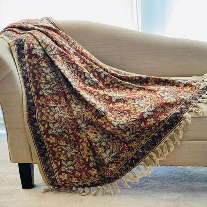 Floral Block Print Cotton Throw Blanket (Copy)