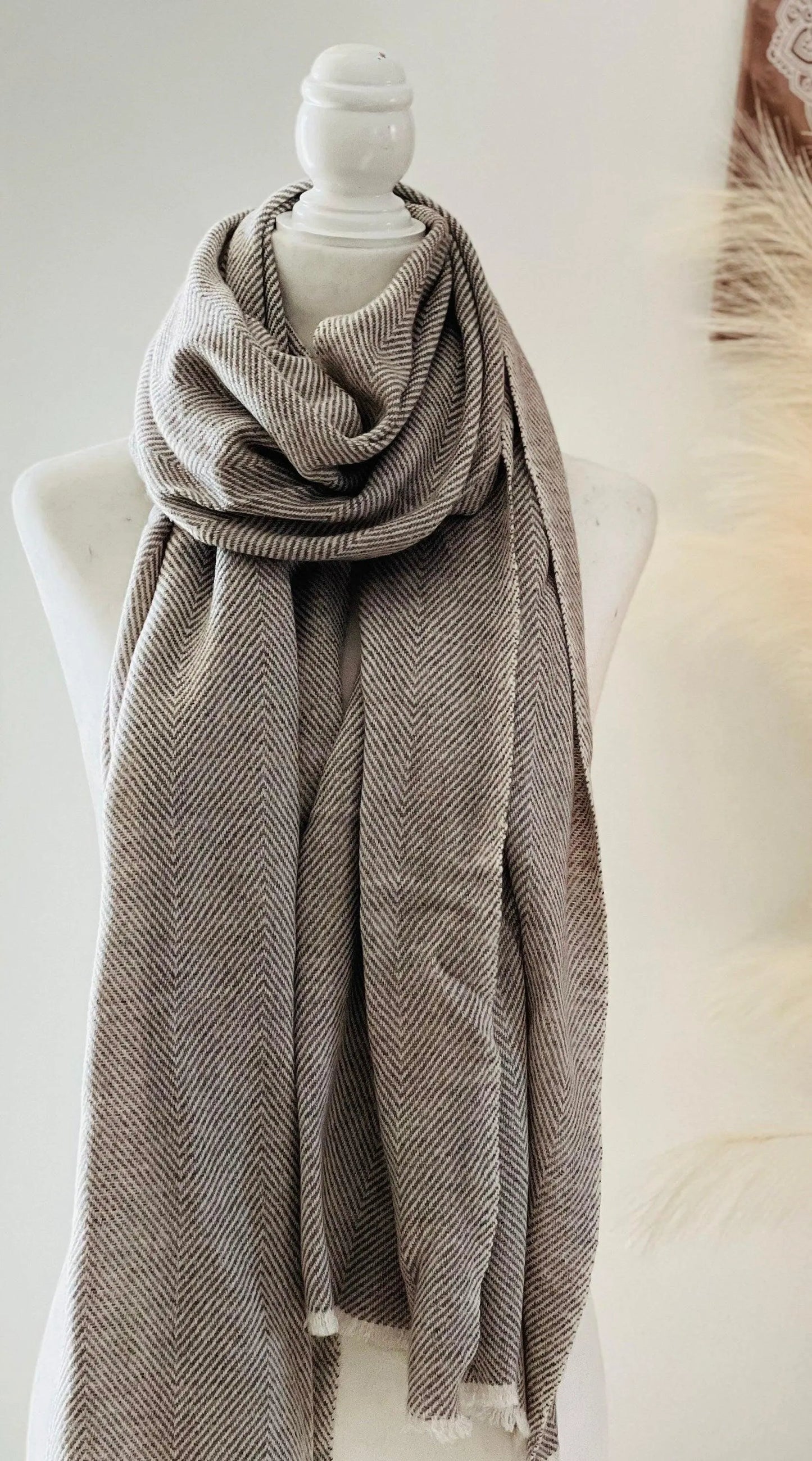 Handmade Himalayan Cashmere Scarf, Charcoal Travel Scarf