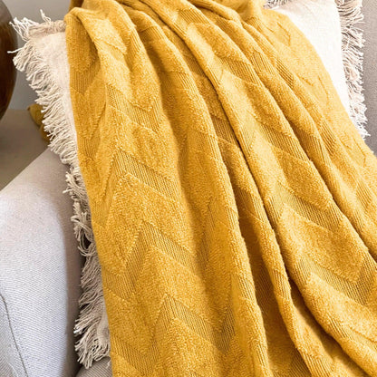 Soft Throw, Burnt Orange Knit Throw Blanket, Rustic Nordic Fringe