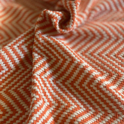 Hand Loomed Orange Chevron Throw Blanket, Boho Home Decor