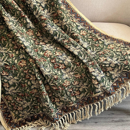 Handmade Mud Cloth Throw Blanket, Boho Hand Block Print, Cotton Couch Cover