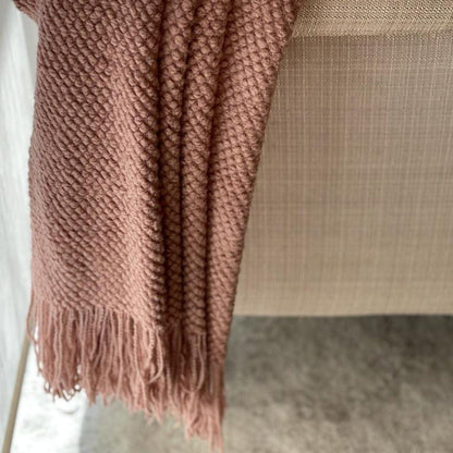 Soft Blush Pink Throw Blanket: Boho Home Decor, Gift for Her