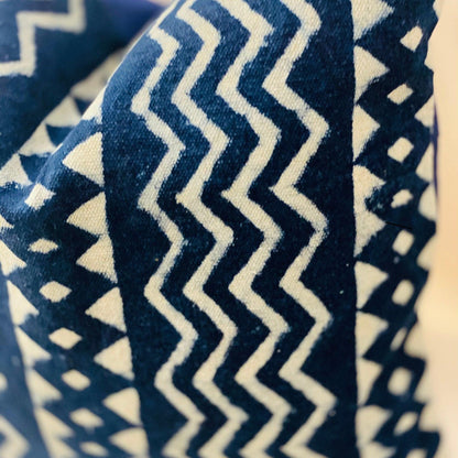Blue Indigo Mud Cloth Pillow Cover: Boho Home Decor (18x18)