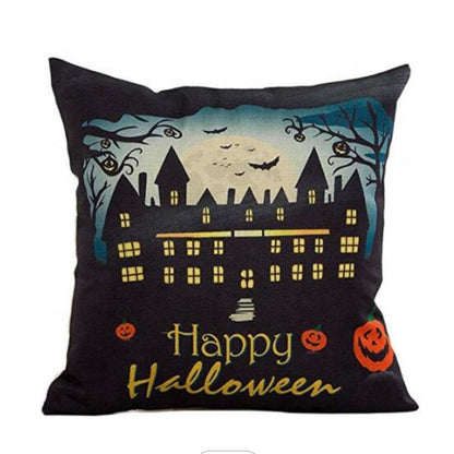 Haunted House Halloween Pillow Cover: Cotton-Linen Blend