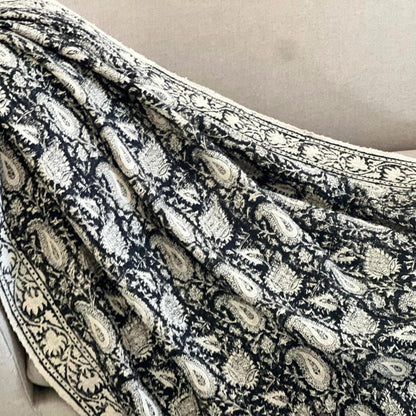 Handmade Block Print Cotton Throw Blanket: Boho Sofa Decor (50x60)