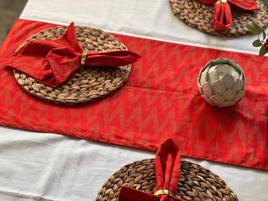 Red Cotton Napkins: Indian Block Print, Wedding Decor (20x20")