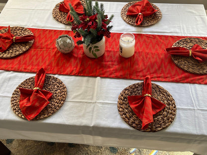 Red Cotton Napkins: Indian Block Print, Wedding Decor (20x20")