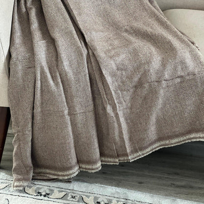 Himalayan Cashmere Blend Wool Blanket, Soft Throw, 117x52 Inches