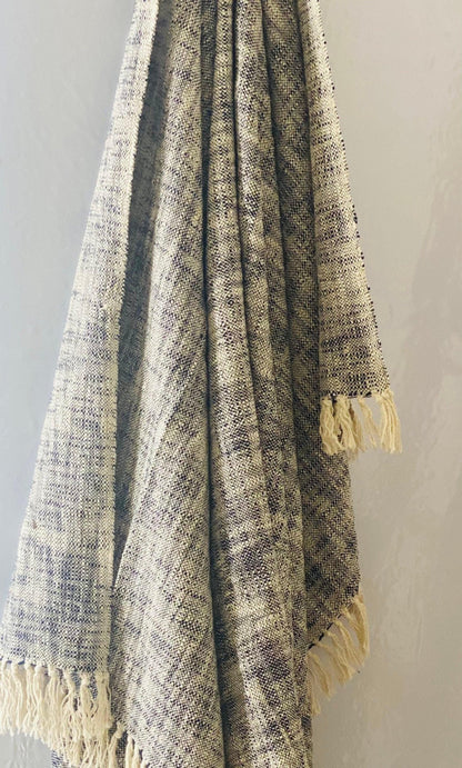 Boho Woven Cotton Throw Blanket: Minimalist Couch Decor (50x70)