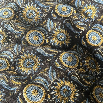 Floral Cotton Throw Blanket: Handmade Block Print, Boho Decor (72" x 52")