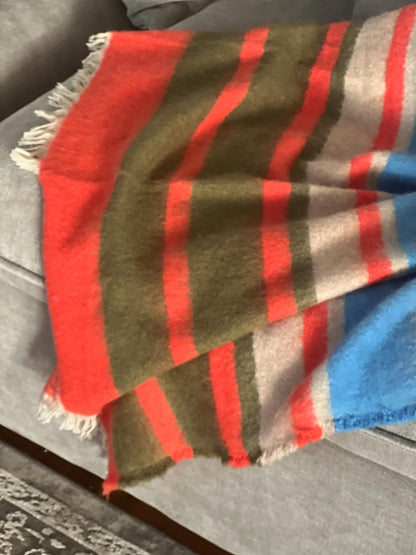 Pink Mohair Throw Blanket: Chunky Wool Sofa Blanket (55x70)