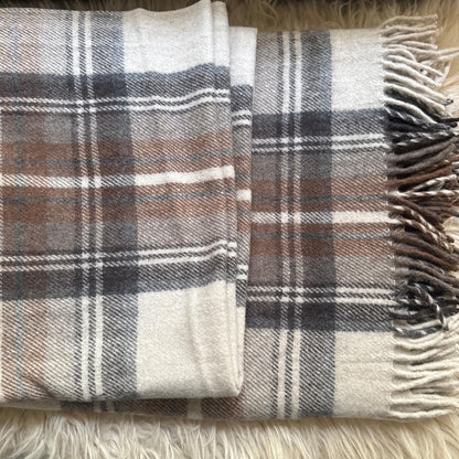 Tartan Plaid Recycled Wool Blanket: Soft & Cozy Throw 60x75"