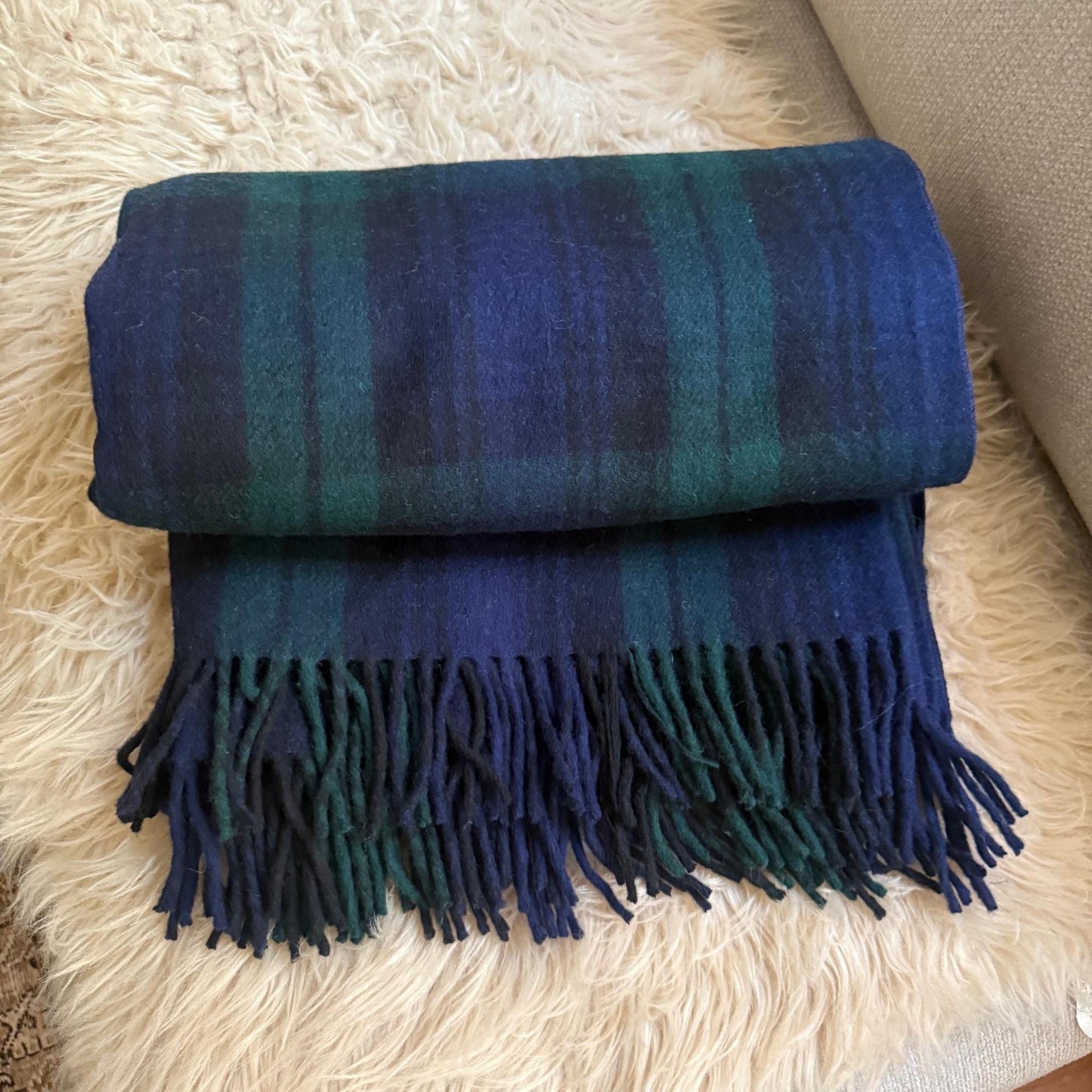 Soft WoolTartan Plaid Blanket, Soft Cozy Gift