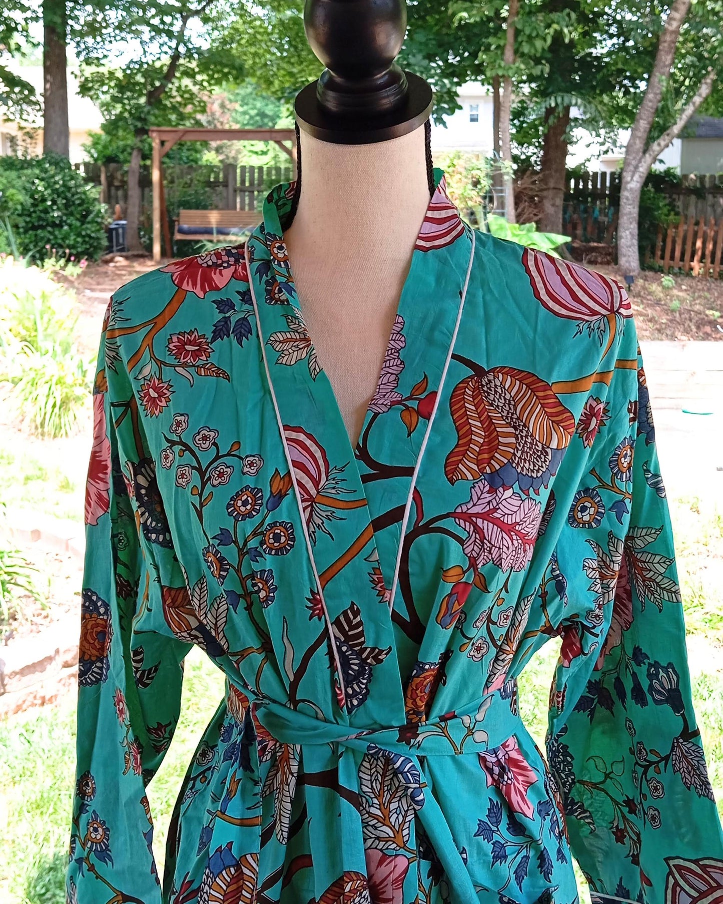Floral Cotton Kimono Robe, Boho Beach Cover-up, Bridesmaid Gift