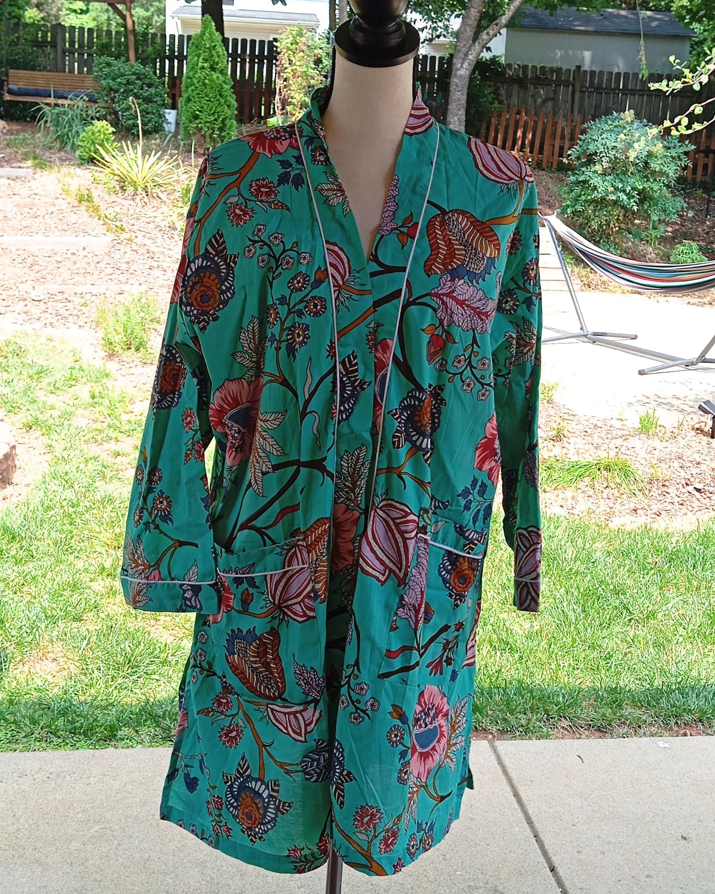 Floral Cotton Kimono Robe, Boho Beach Cover-up, Bridesmaid Gift