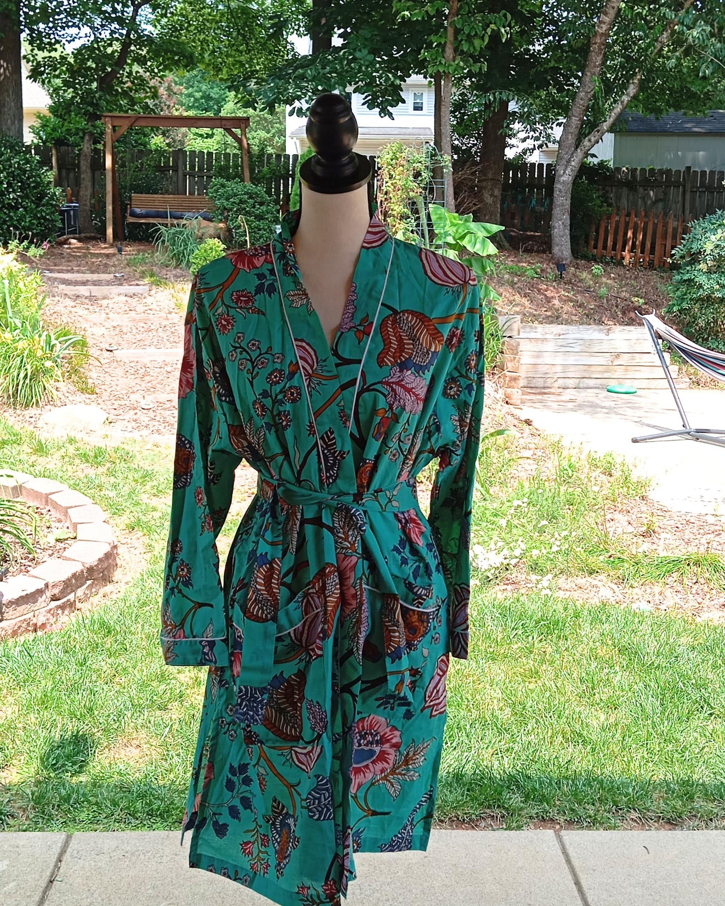 Floral Cotton Kimono Robe, Boho Beach Cover-up, Bridesmaid Gift