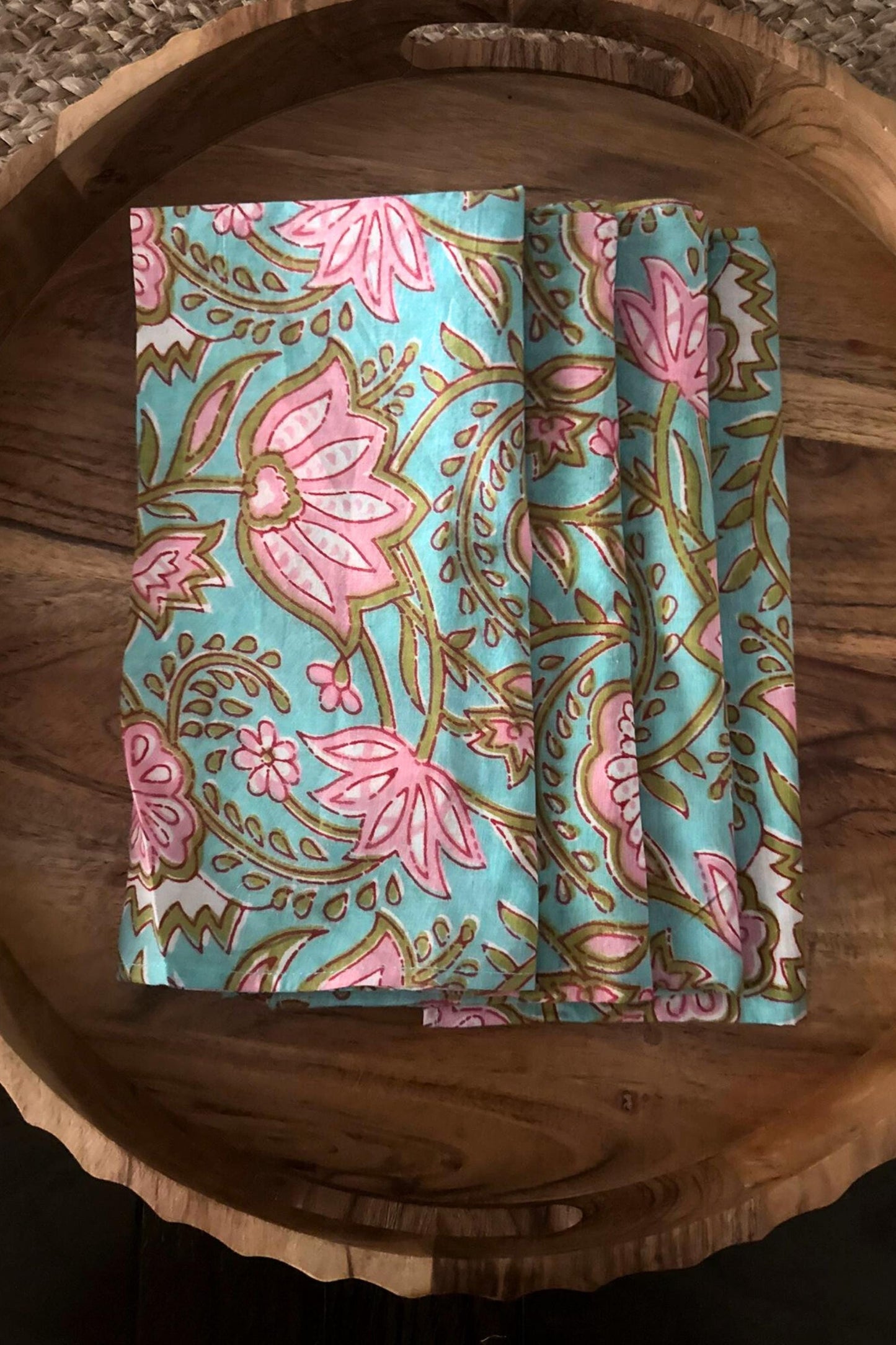 Assorted Cloth Napkins Hand Block Floral Printed Mix and Match Napkins