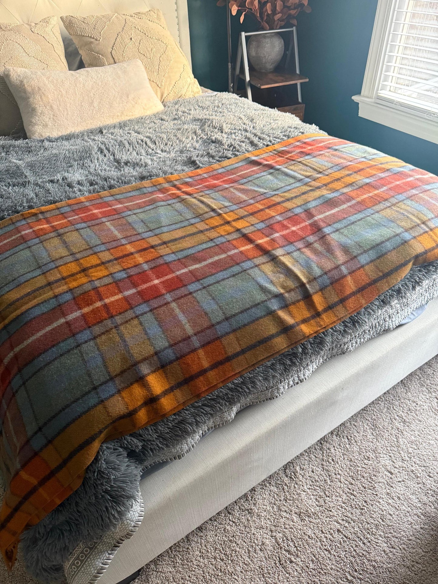 Soft WoolTartan Plaid Blanket, Soft Cozy Gift