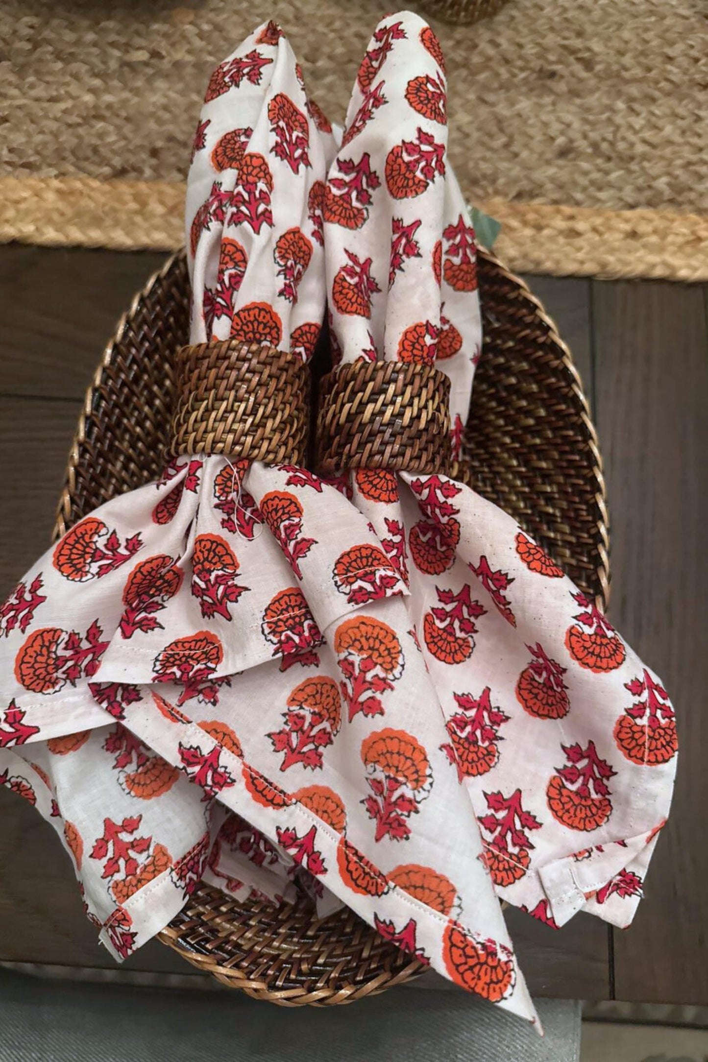 Block Print Cotton Table Napkin,  Reusable Soft Cloth Napkin