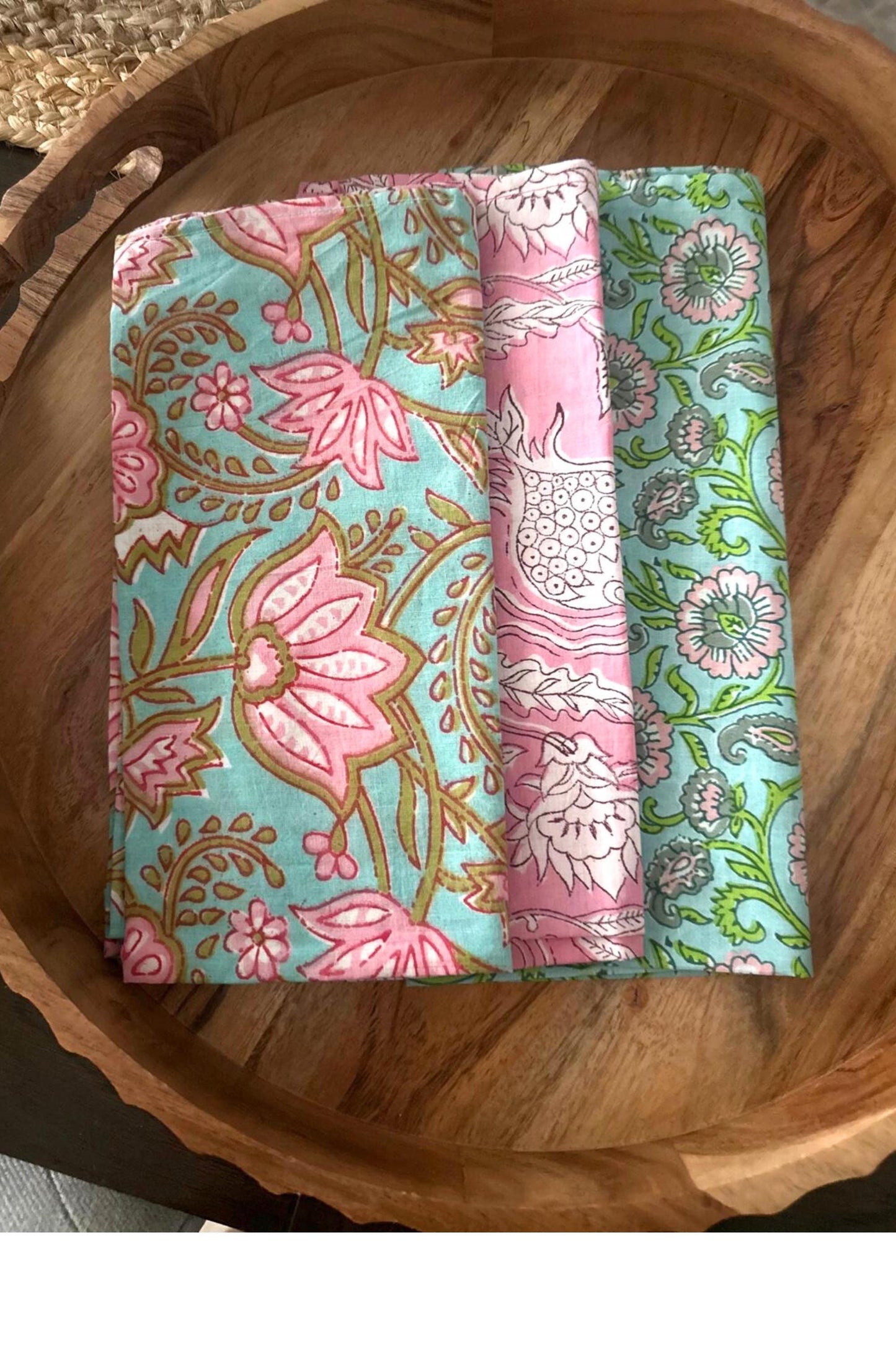 Assorted Cloth Napkins Hand Block Floral Printed Mix and Match Napkins